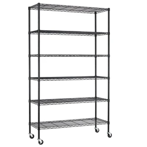 6-Tier Wire Shelf with Wheels | 45" x 18" x 82" | Black | Storage Shelves with Adjustable Racks, Holds upto 2100 lbs | Rust-Resistant, No-Tool Assembly | For Home, Garage 6-Tier Wire Shelf with Wheels | 45" x 18" x 82" | Black | Storage Shelves with Adjustable Racks, Holds upto 2100 lbs | Rust-Resistant, No-Tool Assembly | For Home, Garage