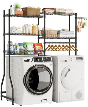 Laundry Organizer Shelves Over the Washer and Dryer Storage Shelf | Heavy Duty Laundry Room Organization Clothes Drying Rack Adjustable Height Wire Shelving and Wire Basket with Hanger Rod Laundry Organizer Shelves Over the Washer and Dryer Storage Shelf | Heavy Duty Laundry Room Organization Clothes Drying Rack Adjustable Height Wire Shelving and Wire Basket with Hanger Rod