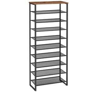 10-Tier Shoe Rack for Entryway, 23.6"L Shoe Storage Organizer, Large Capacity Shoe Shelf for Closet, Front Door Entrance, Hallway, Holds 27-30 Pairs of Shoes, Rustic Brown and Black BF601XJ01G1 10-Tier Shoe Rack for Entryway, 23.6"L Shoe Storage Organizer, Large Capacity Shoe Shelf for Closet, Front Door Entrance, Hallway, Holds 27-30 Pairs of Shoes, Rustic Brown and Black BF601XJ01G1