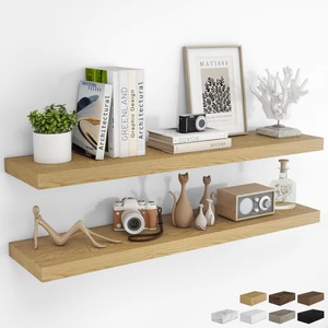 Long Floating Shelves for Wall 2Pack, Oak, 48" Lx8 D | 48inch Wood Wall Mounted Shelf for Bathroom|Kitchen|Bedroom|Living Room, Invisible Brackets|Books|Storage|Decor Long Floating Shelves for Wall 2Pack, Oak, 48" Lx8 D | 48inch Wood Wall Mounted Shelf for Bathroom|Kitchen|Bedroom|Living Room, Invisible Brackets|Books|Storage|Decor