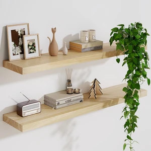 Solid Wood Floating Shelves For Wall, 36W x 9D x 1.56H Large Wall Shelves for Living Room Bedroom Bathroom Kitchen Drcor Storage with Invisible Heavy-Duty Metal Bracket, Natural, Set of 2 Solid Wood Floating Shelves For Wall, 36W x 9D x 1.56H Large Wall Shelves for Living Room Bedroom Bathroom Kitchen Drcor Storage with Invisible Heavy-Duty Metal Bracket, Natural, Set of 2