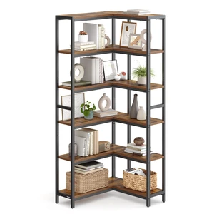 VASAGLE 6 Tier Bookshelf, Convertible Corner Shelf, 40.2 x 9.4 x 69 Inches | Industrial with Steel Frame, for Living Room, Bedroom, Home Office, Rustic Brown and Black, BARNET Collection ULLS606K01 VASAGLE 6 Tier Bookshelf, Convertible Corner Shelf, 40.2 x 9.4 x 69 Inches | Industrial with Steel Frame, for Living Room, Bedroom, Home Office, Rustic Brown and Black, BARNET Collection ULLS606K01