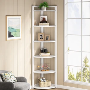 6 Tier Corner Shelf, 70.9 Inch Tall Corner Bookshelf Small Bookcase Modern Corner Shelving Unit Storage Rack for Living Room, Home Office, Kitchen, Small Space (White) 6 Tier Corner Shelf, 70.9 Inch Tall Corner Bookshelf Small Bookcase Modern Corner Shelving Unit Storage Rack for Living Room, Home Office, Kitchen, Small Space (White)
