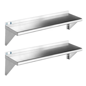 Stainless Steel Shelf 12 x 48 Inches 350lb, 2 Pack NSF Commercial Wall Mount Floating Shelving with Backsplash for Restaurant, Kitchen, Home and Hotel, Silver Stainless Steel Shelf 12 x 48 Inches 350lb, 2 Pack NSF Commercial Wall Mount Floating Shelving with Backsplash for Restaurant, Kitchen, Home and Hotel, Silver