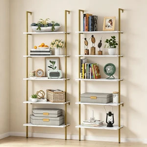 Ladder Shelf 5 Tiers Wall Mounted Bookshelf 2-Piece White Marble Modern Bookshelf Open Tall Storage Bookcase Standing Leaning Wall Shelves Industrial Decorative for Home Office Living Room Ladder Shelf 5 Tiers Wall Mounted Bookshelf 2-Piece White Marble Modern Bookshelf Open Tall Storage Bookcase Standing Leaning Wall Shelves Industrial Decorative for Home Office Living Room