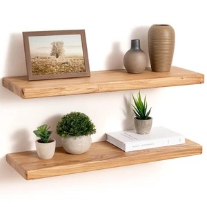 24" Rustic Elm Wood Floating Shelves, 8 Inch Deep Wall Shelves for Home Decor, Wall Mounted Floating Shelf with Invisible Bracket, Heavy-Duty Storage & Display Shelf for Living Room, Kitchen, Set of 2 24" Rustic Elm Wood Floating Shelves, 8 Inch Deep Wall Shelves for Home Decor, Wall Mounted Floating Shelf with Invisible Bracket, Heavy-Duty Storage & Display Shelf for Living Room, Kitchen, Set of 2