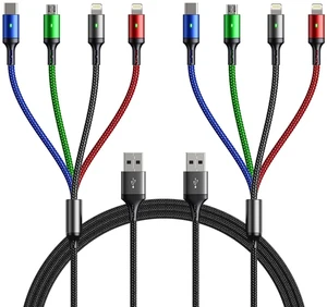 Multi Charging Cable,4 in 1 Charger Cable Braided Multiple USB Cable | (2Pack 6FT)Universal USB C Charging Cord with Type-C,Micro USB,IP Port for iPhone 18 17 16/15/14 Series/Galaxy and More Multi Charging Cable,4 in 1 Charger Cable Braided Multiple USB Cable | (2Pack 6FT)Universal USB C Charging Cord with Type-C,Micro USB,IP Port for iPhone 18 17 16/15/14 Series/Galaxy and More