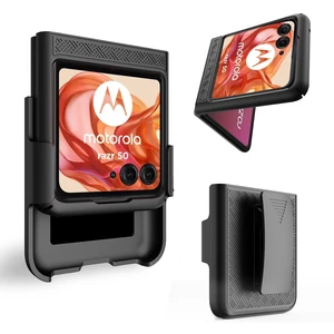 for Motorola Razr 2024/2025 Case, Moto Razr 50/60 Holster-Black | Belt Clip, Swivel Kickstand Holder, Slim Shell Slide Pouch Full Body Protective, Rugged Shockproof Outdoor Cell Phone Cover