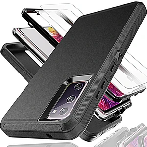 for Galaxy S20 FE Case with Explosion-Proof Film[2 Pack],3 in 1 Shockproof TPU Hard PC Bumper Drop-Proof Shell for Samsung Galaxy S20 FE Black