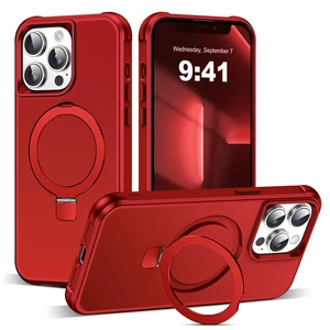 Compatible with iPhone 13 Pro Case with Stand,Red | iPhone 13 Pro Phone Case 6.1",Magnetic Ring Stand,Compatible with MagSafe,Military-Grade Protection,Great Grip Feeling