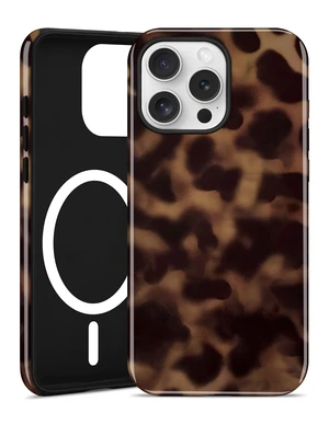 Magnetic Brown Tortoise Shell Phone Case for iPhone 16 Pro | Compatible with MagSafe, Cute Aesthetic Amber Cheetah Leopard Print Design, TPU and PC Shockproof Protective Cover