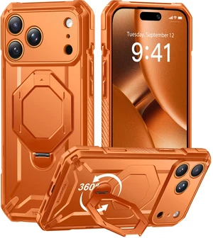 for iPhone 17 Pro Case with 360° Spin Magnetic Stand, Cosmic Orange | Fit for MagSafe, Full Camera Protection, Screen Protector, Camera Control Button, Anti-Slip, Military-Grade Drop Protection for iPhone 17 Pro Case with 360° Spin Magnetic Stand, Cosmic Orange | Fit for MagSafe, Full Camera Protection, Screen Protector, Camera Control Button, Anti-Slip, Military-Grade Drop Protection