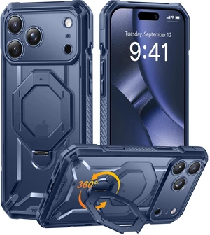 for iPhone 17 Pro Case with 360° Spin Magnetic Stand, Clear Blue | Fit for MagSafe, Full Camera Protection, Screen Protector, Camera Control Button, Anti-Slip, Military-Grade Drop Protection for iPhone 17 Pro Case with 360° Spin Magnetic Stand, Clear Blue | Fit for MagSafe, Full Camera Protection, Screen Protector, Camera Control Button, Anti-Slip, Military-Grade Drop Protection