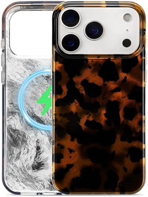 Compatible with MagSafe Tortoise Shell Phone Case for iPhone 17 Pro Max, Cute Aesthetic Glitter Magnetic Slim TPU iPhone case for Women Girls - Amber