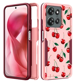 for Moto G 5G 2025/2026 & G Play 2026 Phone Case,Cherry | Heavy Duty Case,Military Grade Dual-Layer Rugged Shockproof Protection,Camera Raised Protection,Cute Design for Women Men