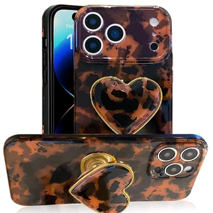 Compatible with Cute iPhone 18 Pro Max Case 6.9'', Tortoise Shell Phone Case with Brown Amber Print Leopard Heart Holder Stand Kickstand Shockproof TPU Protective Cover for Women Girls Compatible with Cute iPhone 18 Pro Max Case 6.9'', Tortoise Shell Phone Case with Brown Amber Print Leopard Heart Holder Stand Kickstand Shockproof TPU Protective Cover for Women Girls