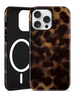 Magnetic Brown Tortoise Shell Phone Case for iPhone 16 Pro Max,Amber | Compatible with MagSafe,Cute Aesthetic Cheetah Leopard Design,TPU and PC Protective Shockproof Cover