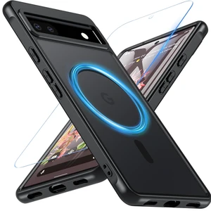 Magnetic for Google Pixel 6A Case with Screen Protector, Black | Google Pixel 6A Phone Case Compatible with MagSafe,Military Grade Drop Protection Slim Translucent Matte Shockproof Cover Magnetic for Google Pixel 6A Case with Screen Protector, Black | Google Pixel 6A Phone Case Compatible with MagSafe,Military Grade Drop Protection Slim Translucent Matte Shockproof Cover