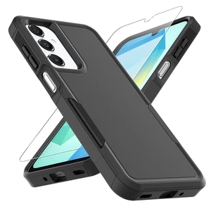 for Galaxy A16 5G Phone Case,[Military Grade Drop Tested] with Screen Protector, Dual Layer Protective Heavy Duty Cell Phone Cover Non-Slip Shockproof Rugged Case for Samsung Galaxy A16 5G (Black)