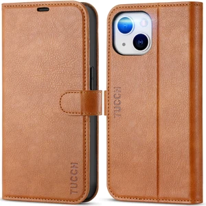 Wallet Case for iPhone 13 (6.1") 2021, 3 Card Slots, Light Brown | RFID Blocking, Viewing Stand, Shockproof TPU Shell, PU Leather, Magnetic Closure, Protective Folio Flip Cover