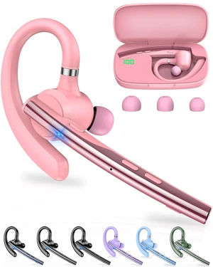 Bluetooth Headset V5.1 72H Talk Time Dual Mic with Mute Button for Business, Wireless Hand-Free Bluetooth Earpiece with 500mAh Charging Case for Cell Phone Calls Trucker Driver Laptop Bluetooth Headset V5.1 72H Talk Time Dual Mic with Mute Button for Business, Wireless Hand-Free Bluetooth Earpiece with 500mAh Charging Case for Cell Phone Calls Trucker Driver Laptop