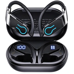Wireless Earbuds Bluetooth 6.1 Sports 120 Hrs with Fast Charging Case | Dual Noise Reduction with Mic LED Display Earhooks Hi-Res Audio Clear Calls and Easy Button Controls IPX7 Waterproof