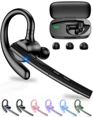 Bluetooth Headset V5.1 72H Talk Time Dual Mic with Mute Button for Business, Wireless Hand-Free Bluetooth Earpiece with 500mAh Charging Case for Cell Phone Calls Trucker Driver Laptop Bluetooth Headset V5.1 72H Talk Time Dual Mic with Mute Button for Business, Wireless Hand-Free Bluetooth Earpiece with 500mAh Charging Case for Cell Phone Calls Trucker Driver Laptop