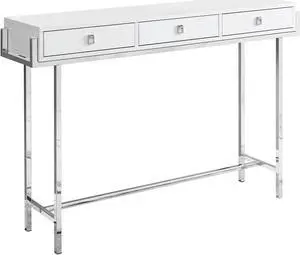 Monarch Specialties 48"L Contemporary Rectangular Accent Console Table with 3 Drawers - White