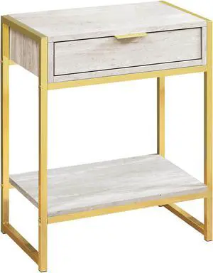 Monarch Specialties 24"H Accent End Table with Storage Drawer - Beige,Gold