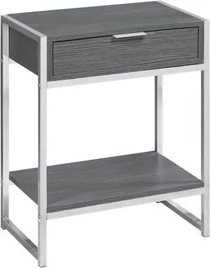 Monarch Specialties 24"H Accent End Table with Storage Drawer - Grey