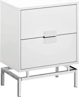 Monarch Specialties 24"H Accent End Table with 2 Storage Drawers - Glossy White
