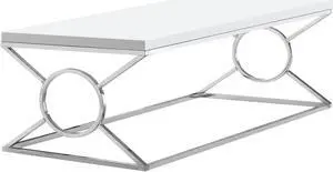 Monarch Specialties 18.5"H Contemporary Rectangular Coffee Table with Chrome Metal Base - White
