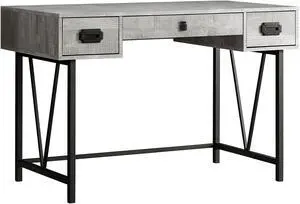 Monarch Specialties 48"L Grey Reclaimed Wood Look Computer Desk with Drawers and Metal Legs