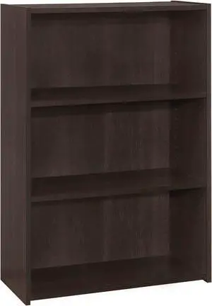 Monarch Specialties 36"H Contemporary Space-Saving Design 3-Shelf Bookcase - Cappuccino