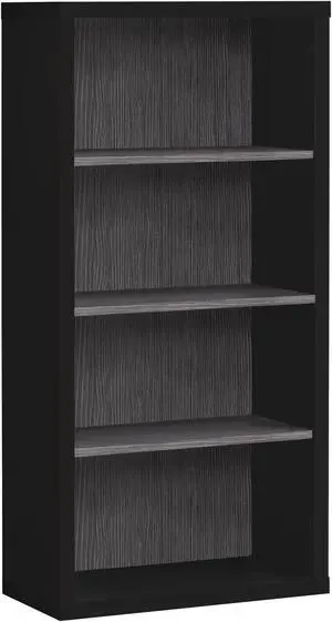 Monarch Specialties 48"H Bookcase with 3 Adjustable Shelves - Black, Grey