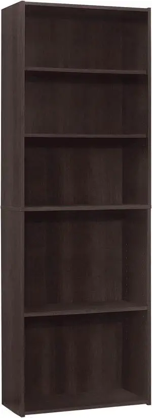 Monarch Specialties 72"H Space-Saving Design Contemporary Bookcase - Cappuccino