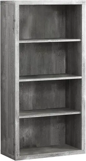 Monarch Specialties 48"H Grey Reclaimed Wood-Look Bookcase with Adjustable Shelves