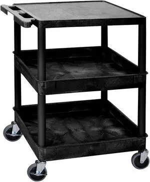 Luxor STC211-B - Flat Top and Tub Middle/Bottom Shelf Cart