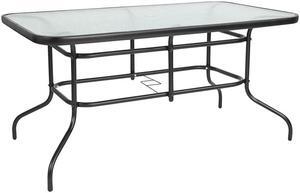31.5" x 55" Rectangular Tempered Glass Metal Table