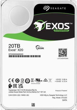 Seagate Exos X20 ST20000NM003D 20TB 7200 RPM 256MB Cache SAS 12Gb/s 3.5" Internal Hard Drive, SED