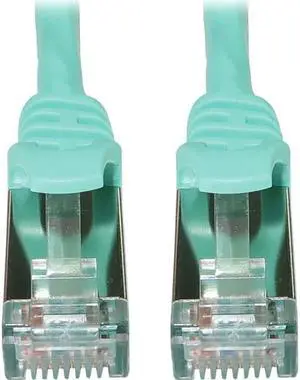 Eaton Tripp Lite Series Cat6a 10G Snagless Shielded Slim STP Ethernet Cable RJ45 M/M PoE Aqua 10 ft. 3.1 m