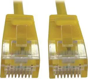 Tripp Lite Cat6a 10G Snagless Molded Slim UTP Ethernet Cable (RJ45 M/M), PoE, Yellow, 25 ft. (7.6 m) - 25 ft Category 6a Network Cable for Network Device, Server, Switch, Router, Hub, Printer, Compute
