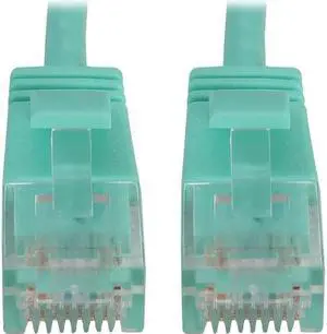 Tripp Lite Cat6a 10G Snagless Molded Slim UTP Ethernet Cable (RJ45 M/M), PoE, Aqua, 6 in. (15 cm) - 6" Category 6a Network Cable for Network Device, Server, Switch, Router, Hub, Printer, Computer