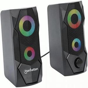 Manhattan USB Powered RBG Gaming Speakers - with Stereo Sound, Long 6ft Cord, Colorful Lights, Volume Control & 3.5 mm Audio Plug ??? for Computer, Monitor, Laptop, PC, Desktop -3 Yr Mfg Warranty?