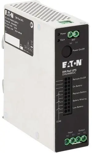 Eaton 480W 24V DC DIN Rail Industrial UPS - Hardwire Input/Output - DIN Rail UPS - 3 Minute Stand-by - 24 V DC Input - 24 V DC Output - Single Phase - LED Display - 1 x Hardwired