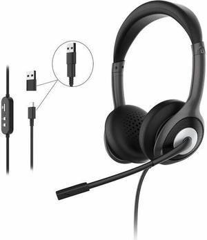 Morpheus 360 Connect USB Stereo Headset with Boom Microphone - Noise Reduction Mic- Protein Leather Ear Cushions - in-Line Volume Controls - Mute Button - Black - HS5600SU