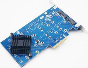 PCIe x4 to 2 PORTS SATA 3.0 + B key NGFF(m.2) RAID Card HyperDuo SATA port multiplier 88SE9230 SATA3.0 WIN10 Expanding heat sink