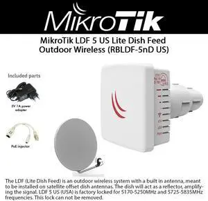 Mikrotik LDF 5 RBLDF-5nD Outdoor Dish Feed 5GHz Dual Chain with 1x Ethernet Port and 8 dBi Antenna Gain Built-in