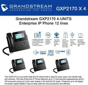 Grandstream GXP2170 4-UNITS 12 Line IP Phone, Color Display-VoIP