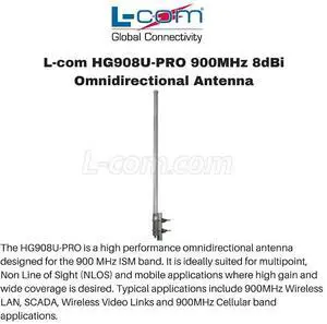 L-com HG908U-PRO 900MHz 8dBi Omnidirectional Antenna  N-Female